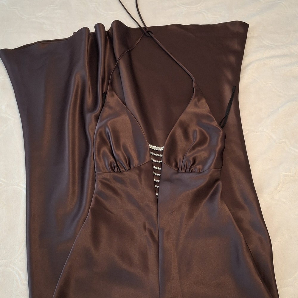 Elegant Brown Satin Dress. Party Dress. Great quality.